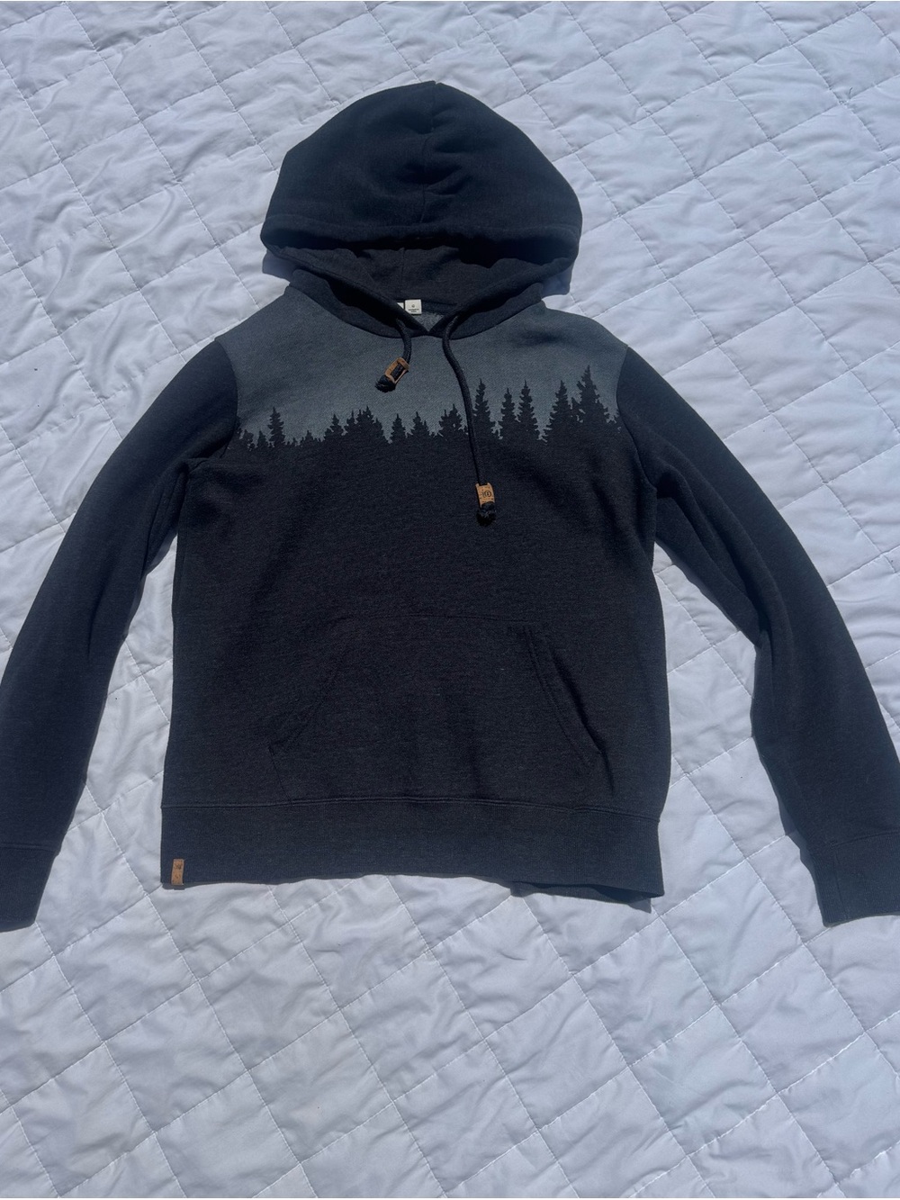 TNA Black Hooded Sweatshirt with Forest Skyline